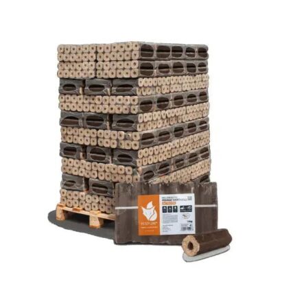 Heizfuxx PiniKay Octagon Holzbriketts Hartholz – 960 kg Palette (96×10 kg), Heizwert ≥4,8 kWh/kg, achteckig mit Loch